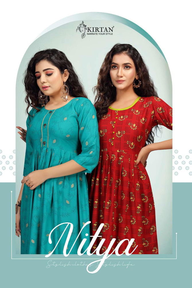 Kirtan Nitya Latest Designer Ethnic Wear Rayon Anarkali Kurti Collection